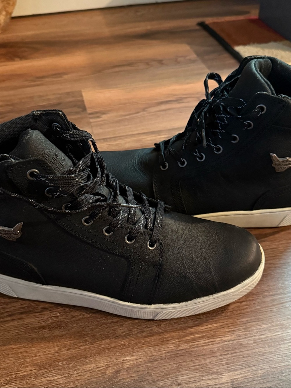 Harley-Davidson Men's Black High-Top Sneakers with White Sole